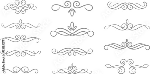 Collection of 12 elegant ornamental design elements and flourishes