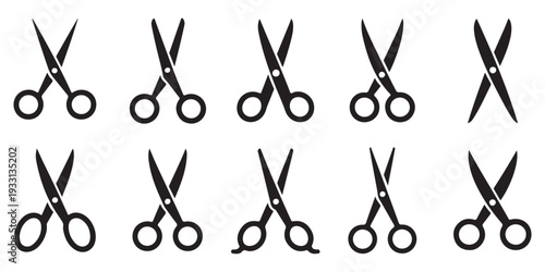 Professional Scissor Silhouettes Vector Collection for Hairdressing and Craft Projects