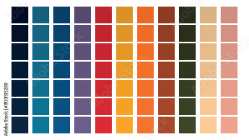 Multicolor Shade Chart on White Background, Vibrant Color Swatches Collection Design Template.