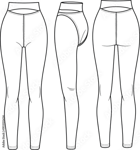 Three Different Styles of Women's Leggings with Detailed Seam Lines pants women's clothing fashion