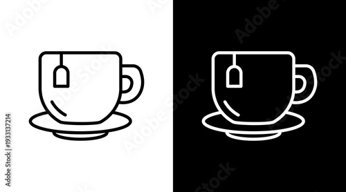 Tea Black White Icon Set Design 