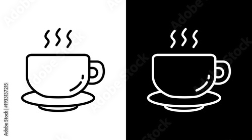 Coffee Black White Icon Set Design 