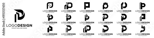 Set of initial letter P logo design with real estate, building, property logo concept