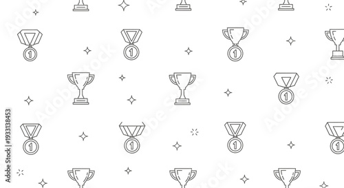 Seamless vector pattern featuring light bulbs and a set of drink icons including cocktail glass and coffee cup silhouettes for a bar beverage design
