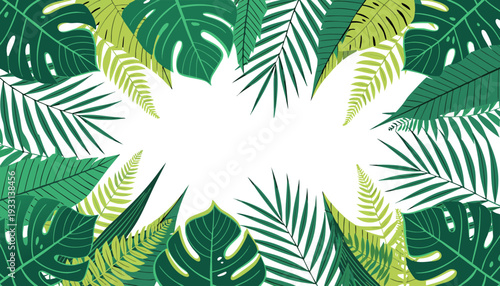 Symmetrical green leaves design viewed from directly above showcasing nature's intricate patterns and botanical elements