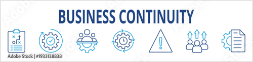 Business Continuity web banner icon set outline multistyle vector illustrations concept