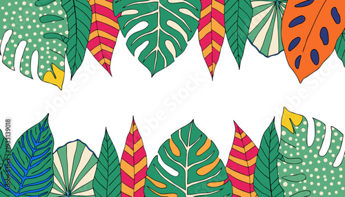 Vibrant illustration of diverse leaves arranged in a decorative pattern