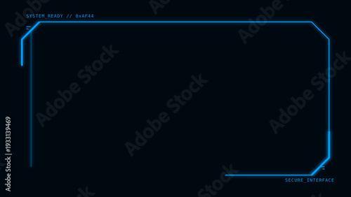 Universal technology line and frame video overlay futuristic HUD head up display interface template with basic geometry line element. Video template widescreen aspect ratio 