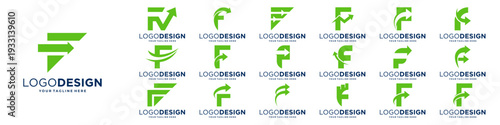 Set of initial letter F arrow logo. Finance, marketing, business logo template.