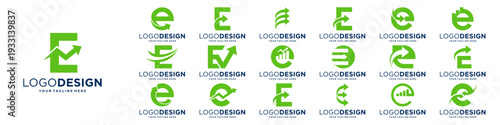Set of initial letter E arrow logo. Finance, marketing, business logo template.