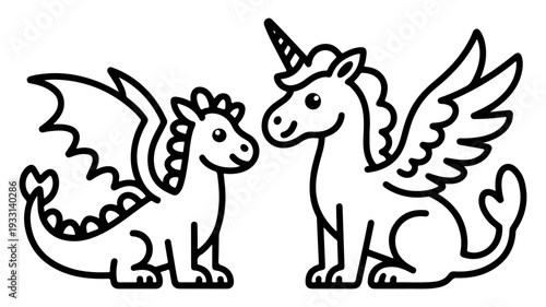 Magical Creatures Coloring Book A Whimsical Collection of Dragons and Unicorns for Creative Fun