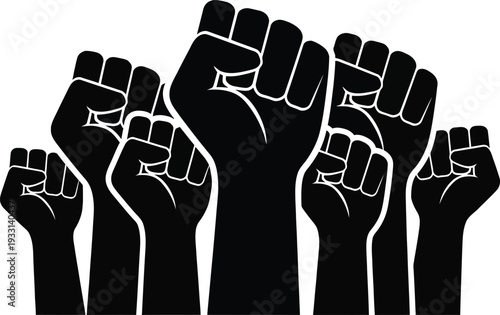 Set of 6 raised fists vector icons