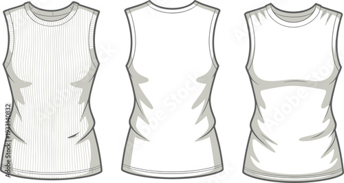 Three Gray Tank Tops with Different Cutout on Front and Back tank gray fashion clothing apparel