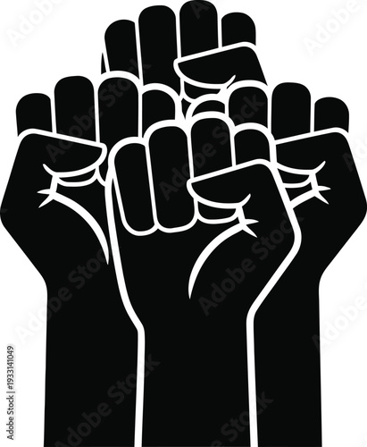 Vector illustration of raised fists