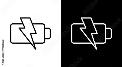 Charging Black White Icon Set Design 