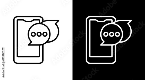 Chat Black White Icon Set Design 