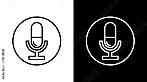 Voice Recorder Black White Icon Set Design 