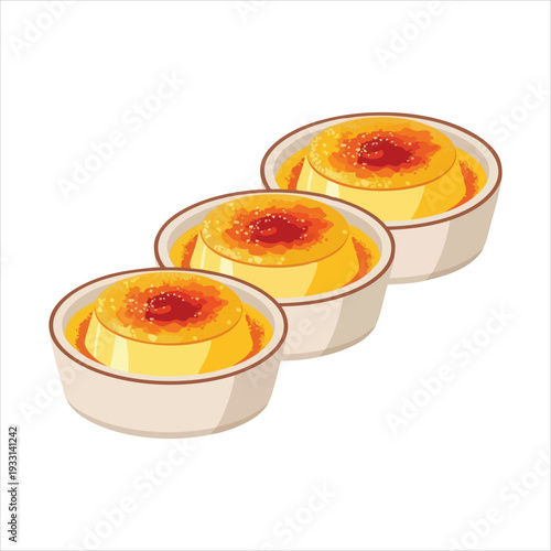 Crème Brûlée art colored dessert illustration