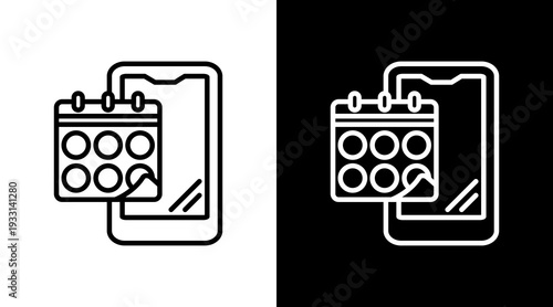 Calendar Black White Icon Set Design 