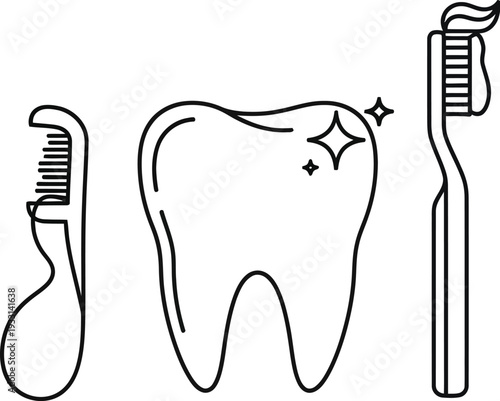 Toothbrush and tooth illustration symbolizing healthy oral hygiene practices daily routine