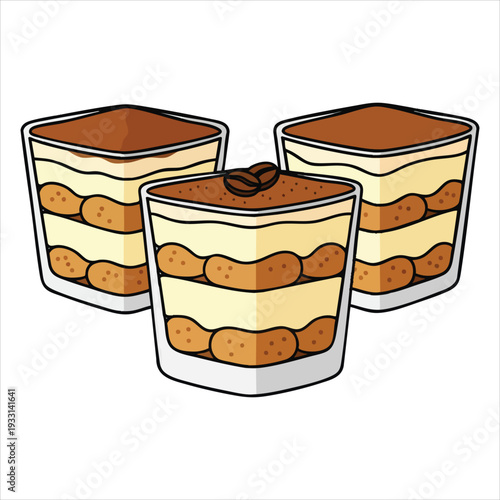 tiramisu dessert illustration art colored