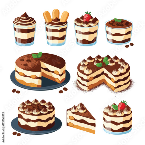 tiramisu dessert illustration art colored