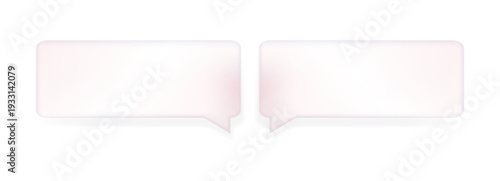 Minimal 3d glass morphism chat bubbles UI set with transparent blur effect on white