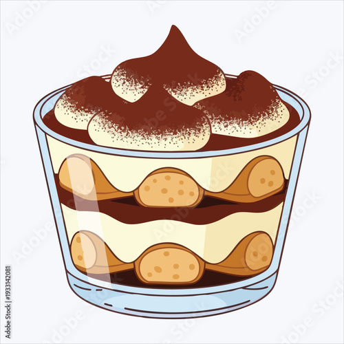 tiramisu dessert illustration art colored