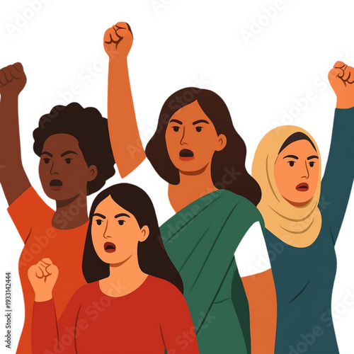 Mulheres unidas em protesto e luta por direitos