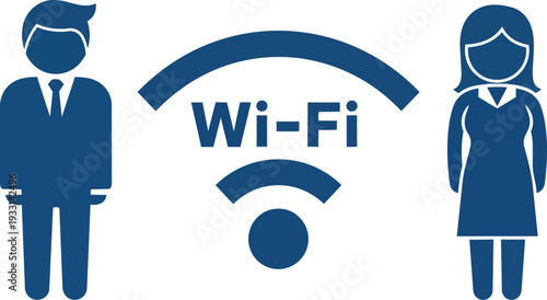 Man and Woman with WiFi Symbol.