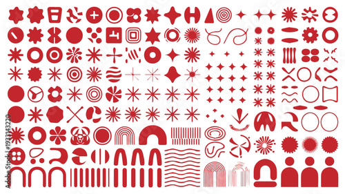 Abstract Red Geometric Shapes and Symbols