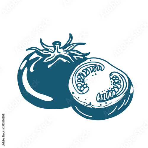 Hand drawn vector sketch Illustration of Two tomatoes.