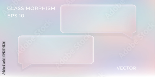 Glass morphism 3d chat speech bubbles UI card set with transparent effect