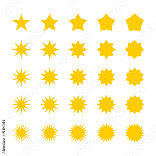 Yellow starburst icon set