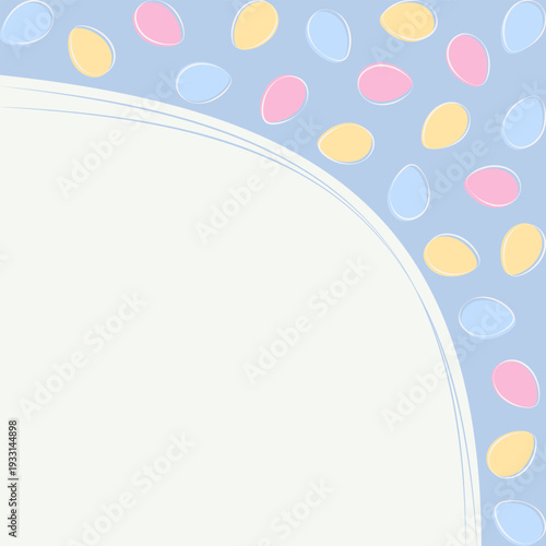 Top Corner L shape frame border of multicolor Easter eggs Minimalist Flat design Copy space Template. Vector illustration Easter Themed Cards Sample Social media post, promo banner, leaflet, price tag