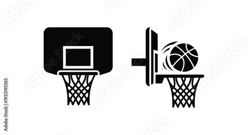 Simple black icons depict a basketball hoop and ball silhouette