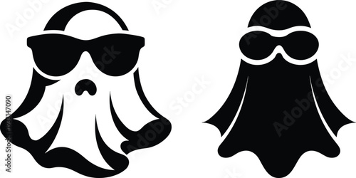Cool Ghost Sunglasses Silhouette Vector Illustration
