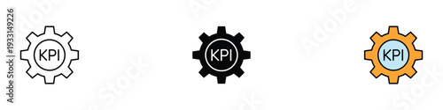 KPI management icon set. Key Performance Indicator symbol for business strategy, productivity tracking, and process optimization design. Vector Illustration.
