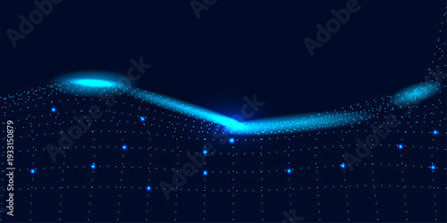 Abstract blue digital wave background with glowing particles. Futuristic network connection and big data visualization vector for technology wallpaper.