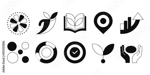 Modern business icons for eco friendly and sustainable practices