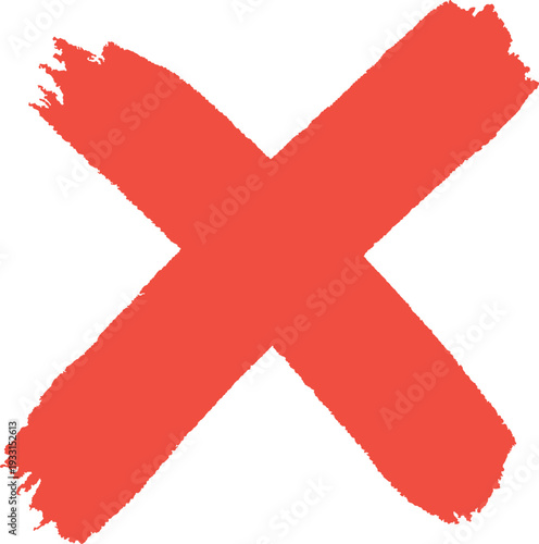 Hand drawn brush stroke cross mark. Hand drawn Doodle cross, ban, refusal. Marker sketch. Strikethrough text and important objects. Stock vector illustration isolated on white background.