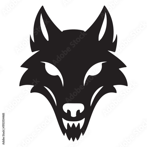 Aggressive wolf head logo silhouette for esports gaming and predator sports team branding vector illustration