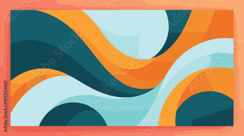 Abstract wavy background design with flowing teal and orange colorful shapes