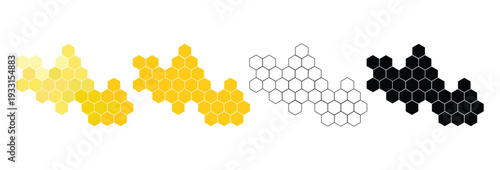 Bee honeycomb set. honeycomb bee icon on white background.