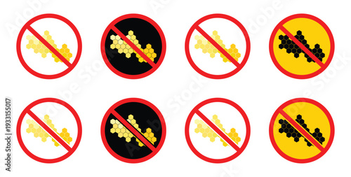 Warning Sign – Beehive Not Allowed. Beehive Prohibited Symbol Icon