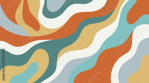 Abstract Groovy Wavy Pattern with Retro Vintage Colors