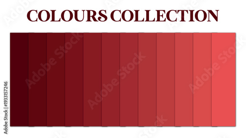 Monochrome Red Color Swatches Collection,Dark to Light Red Gradient Palette