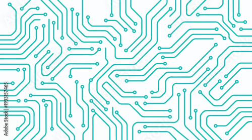 Seamless Teal Circuit Board Pattern on White Background