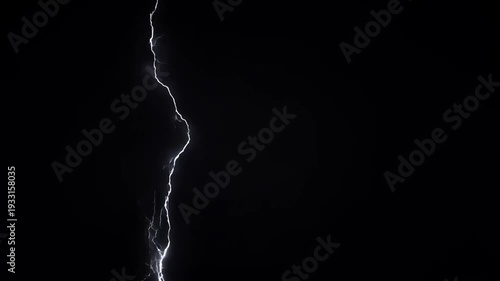 Dynamic lightning streaks across dark sky captured in high definition