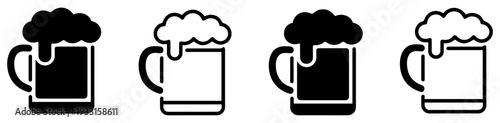 beer mug foam icon set